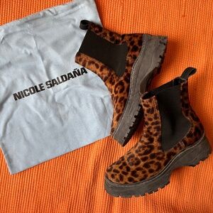 Nicole Saldaña Nico Leopard-Printed Haircalf Boots